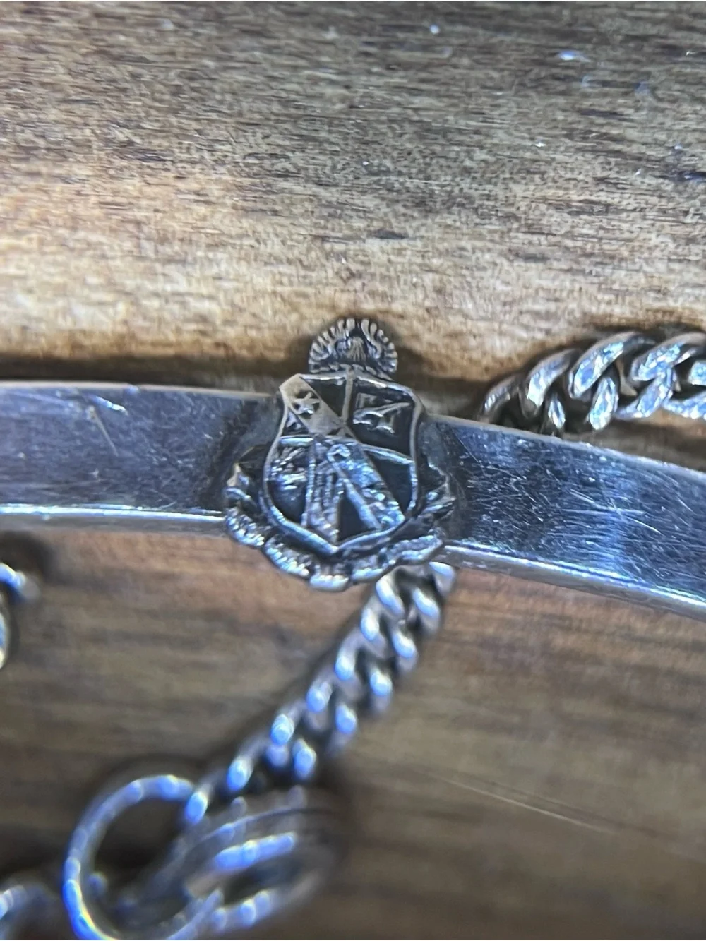 Vtg Rare Fraternity Sorority Sterling Silver 925 Bracelet Crest Shield Insignia